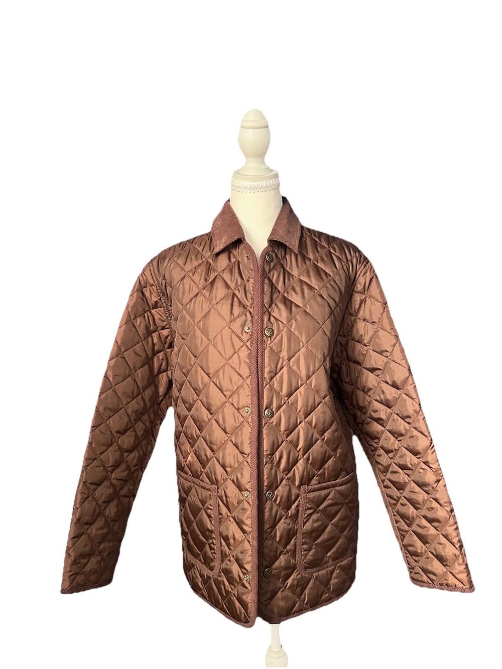 Brooks Brothers women’s Chocolate Brown Quilted Barn Jacket Size Large Outdoors